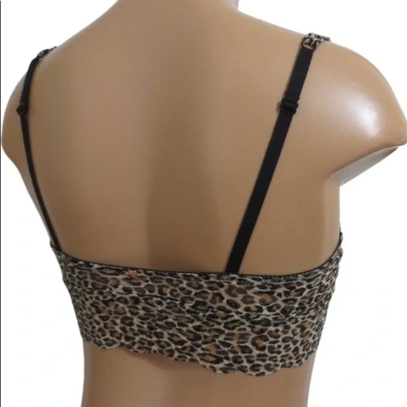 Pink Victoria’s Secret Leopard Lace Bralette Bra M Brown Black Tan - Picture 4 of 4